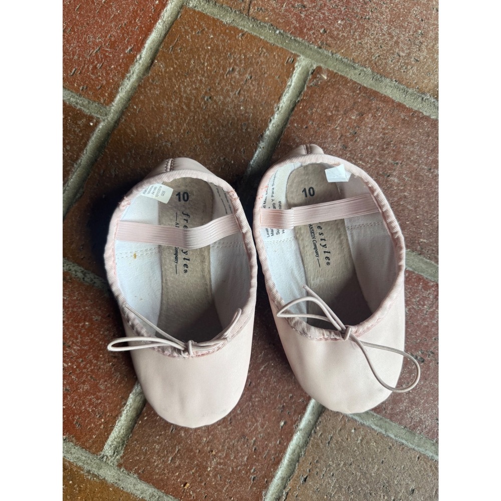 Freestyle by Danskin Kids Pink Leather Sole Ballet Slippers Shoes Size 10 FK1480